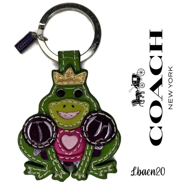 Kate Spade Coach Frog Prince Charming Patent Leather Keychain Fob Vintage - Picture 1 of 4